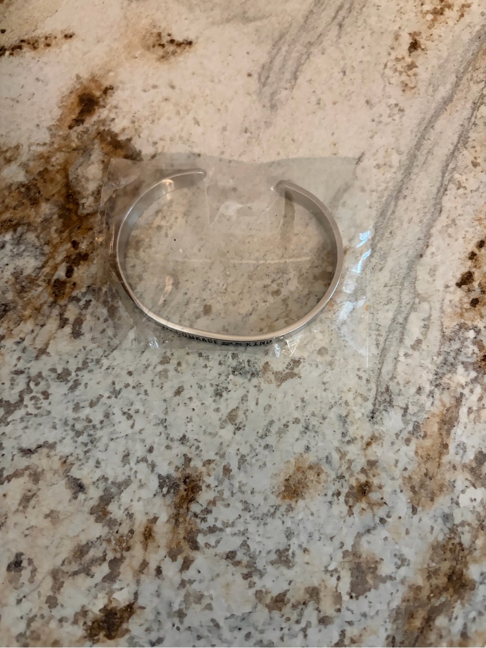 Silver-Tone Open Cuff Bracelet - Inspirational Engraved Design